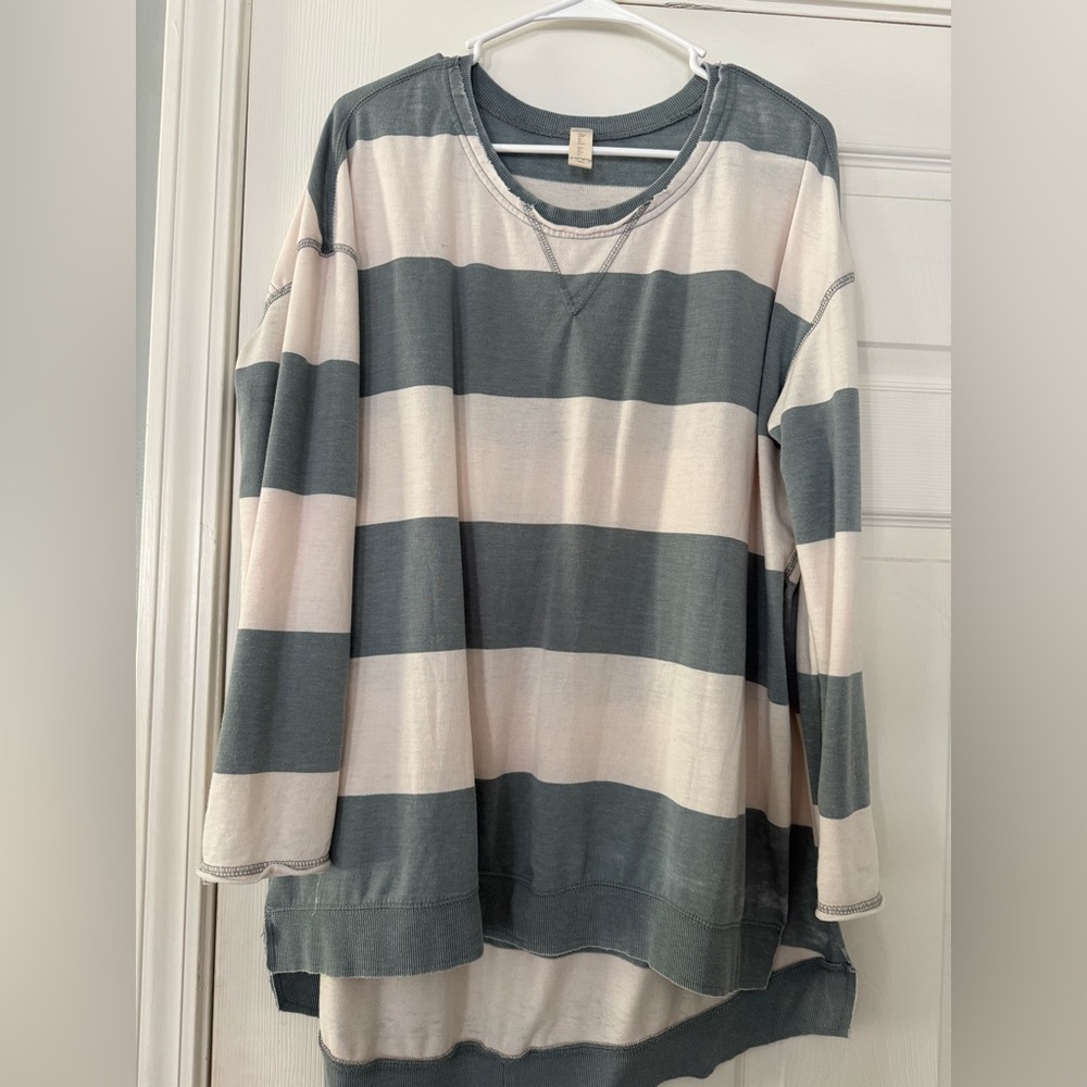 blue and white striped shirt